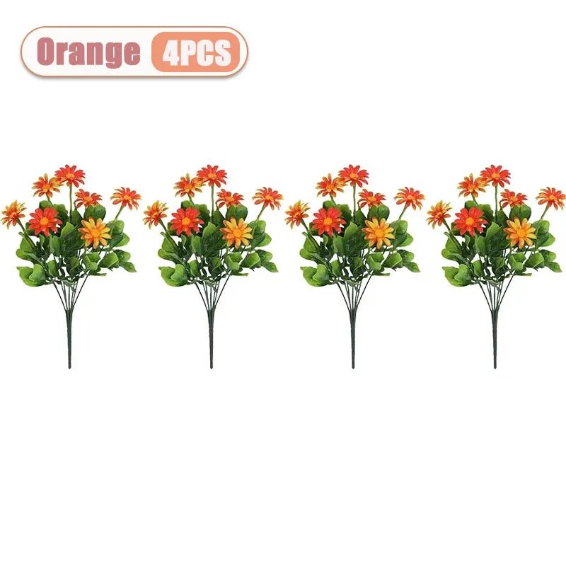 2-8PCS Artificial Plastic Chrysanthemum Faux Daisy Outdoor Faux Flowers Fence Decor Fake Plants Exterior Home Decoration