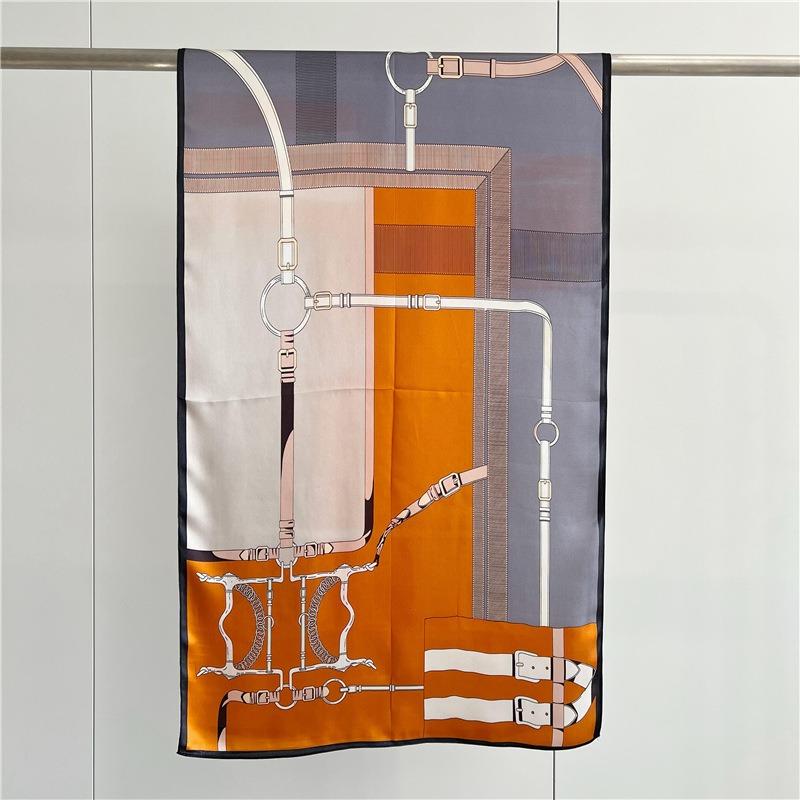Silk Plain Crepe Satin Long Silk Scarf for Women
