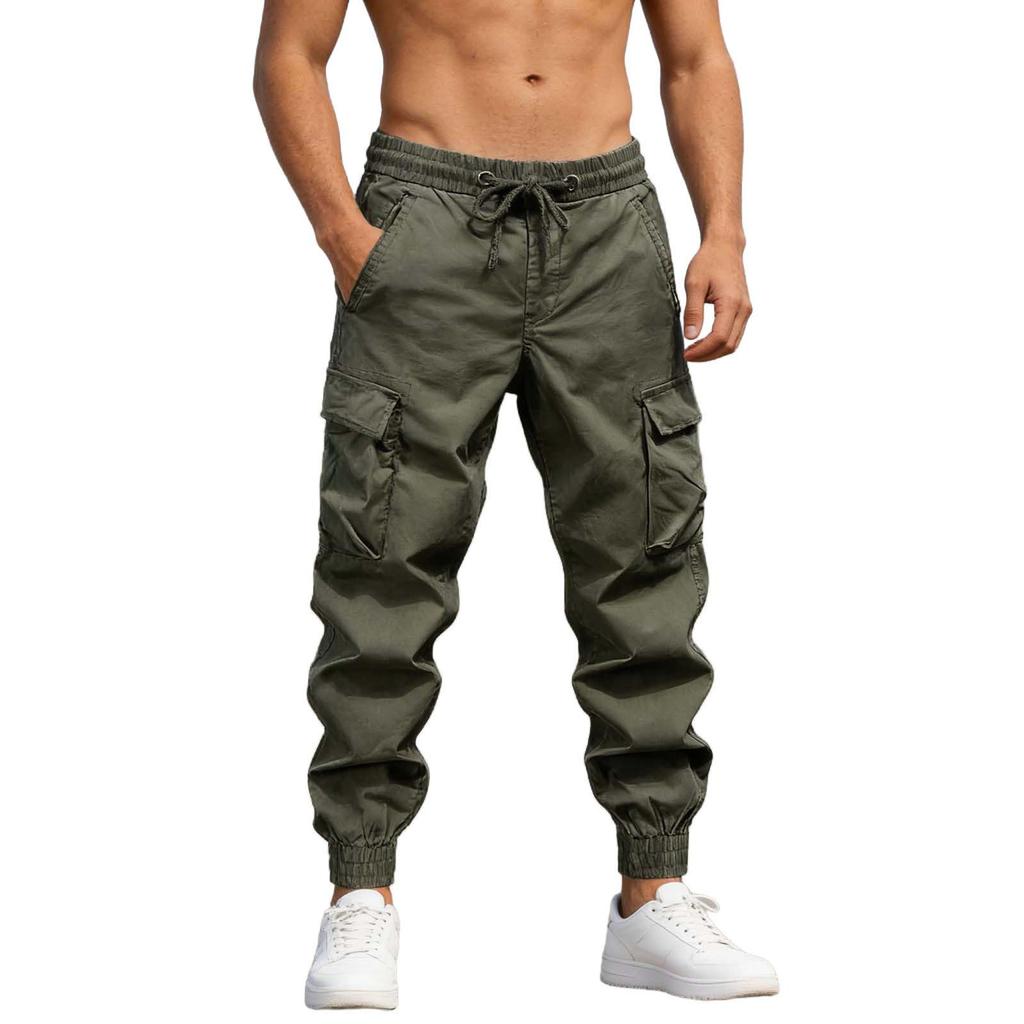 Herren Lockere Passform Elastischer Bund Wander-Arbeits-Cargo-Jogginghosen Für Outdoor-Camping-Fischen Mehrere Taschen