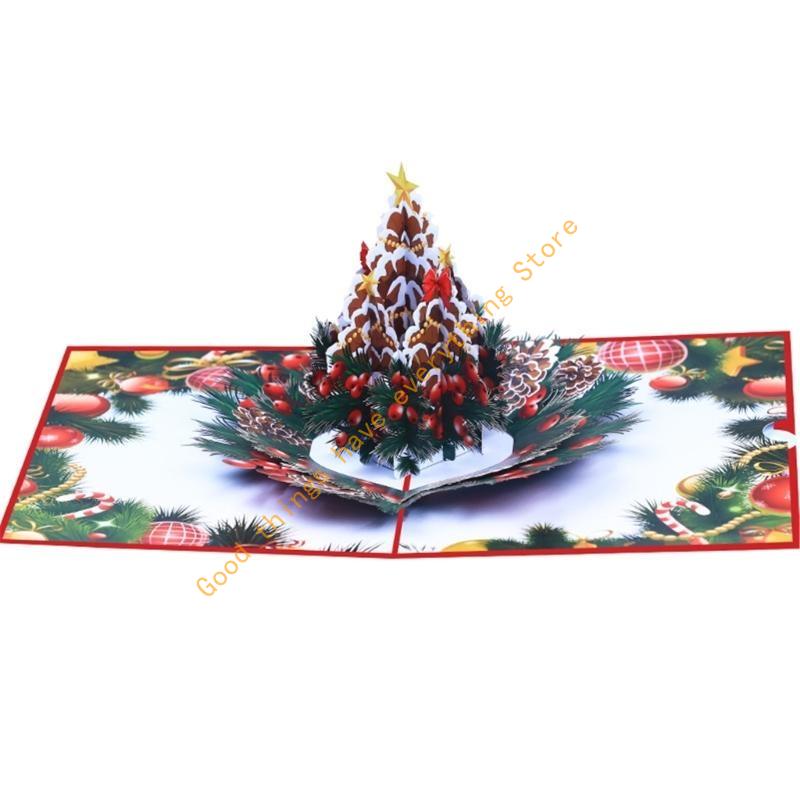 Праздничные Шишки 3D Открытка с Конвертом Рождественская Тема Пригласительная Открытка Стильная Открытка для Новогодней Вечеринки 55KF CN
