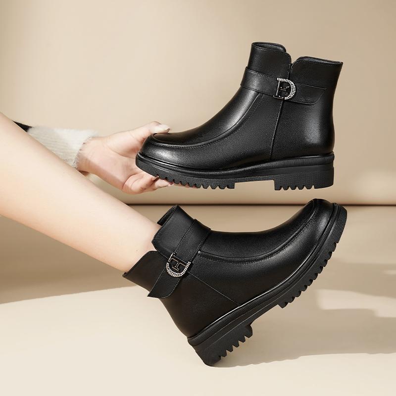 Fashion AIYUQI Women's Snow Boots Genuine Leather 2025 New Winter Mom Boots Anti Slip Large Size Natural Wool Women's Ankle Boots