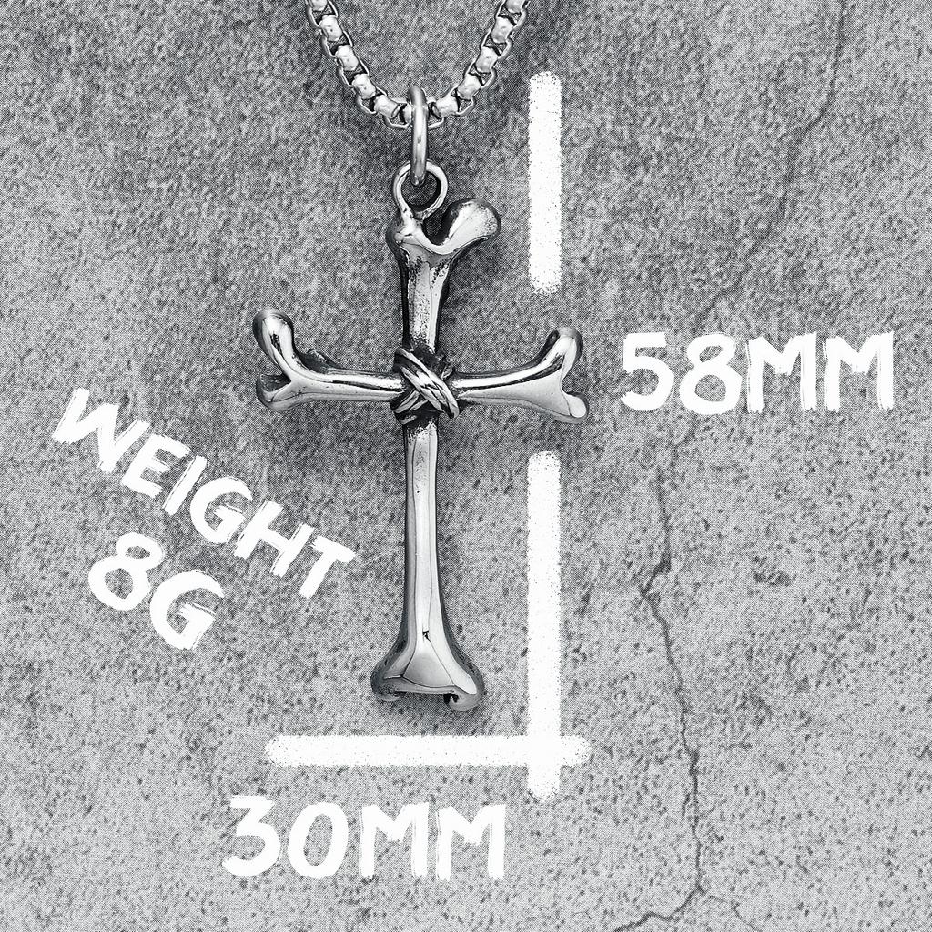 Bones Cross Men Necklace Creative Skeleton 316L Stainless Steel Pendant Chain Religion Rock Punk Rap for Biker Male Jewelry Gift