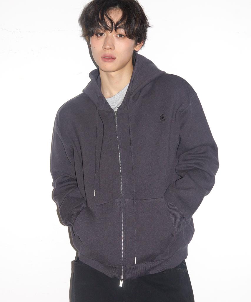 Someplace Man Normal Basic Line Oversized Logo Knit Hooded Zip-Up Jacket Jumper_3 Colors