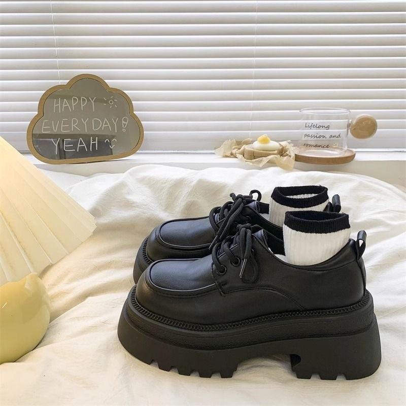 

Британские женские кожаные туфли лоферы весна осень новые Япония кампус женские туфли-лодочки модные оксфорды на шнуровке повседневные высокие каблуки 35-40 40