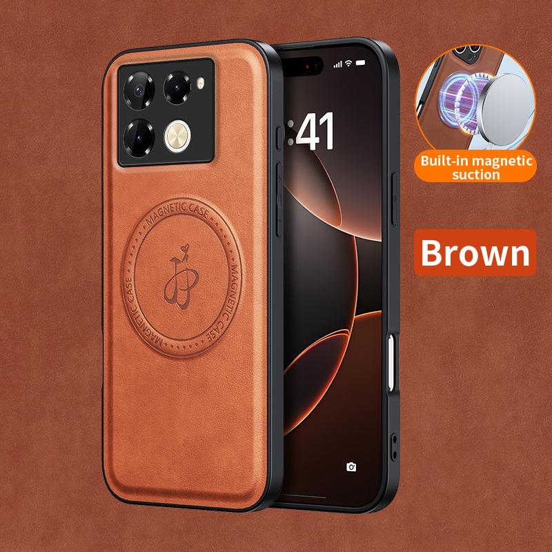 Luxury Magnetic Stand Holder PU Leather Phone Case For Infinix Hot Note 40 50 Pro Plus 40i 50S 50X Wireless Charging Logo Cover