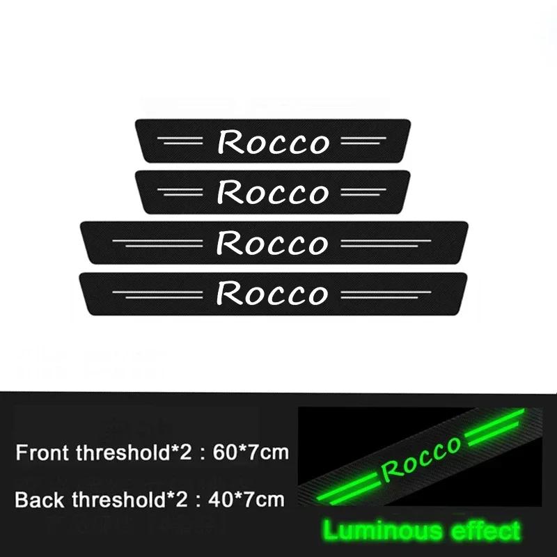 ASFJD1 Luminous Welcome Tape Car Door Sill Scuff Plate Protective Decals For Volkswagen VW Rocco Emblem Rear Trunk Bumper Guard Strips