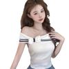 Summer One-word Neck Bow Slim and Thin T-shirt Pure Desire Style Versatile Niche Fashion Hot Girl Sexy Top Ins