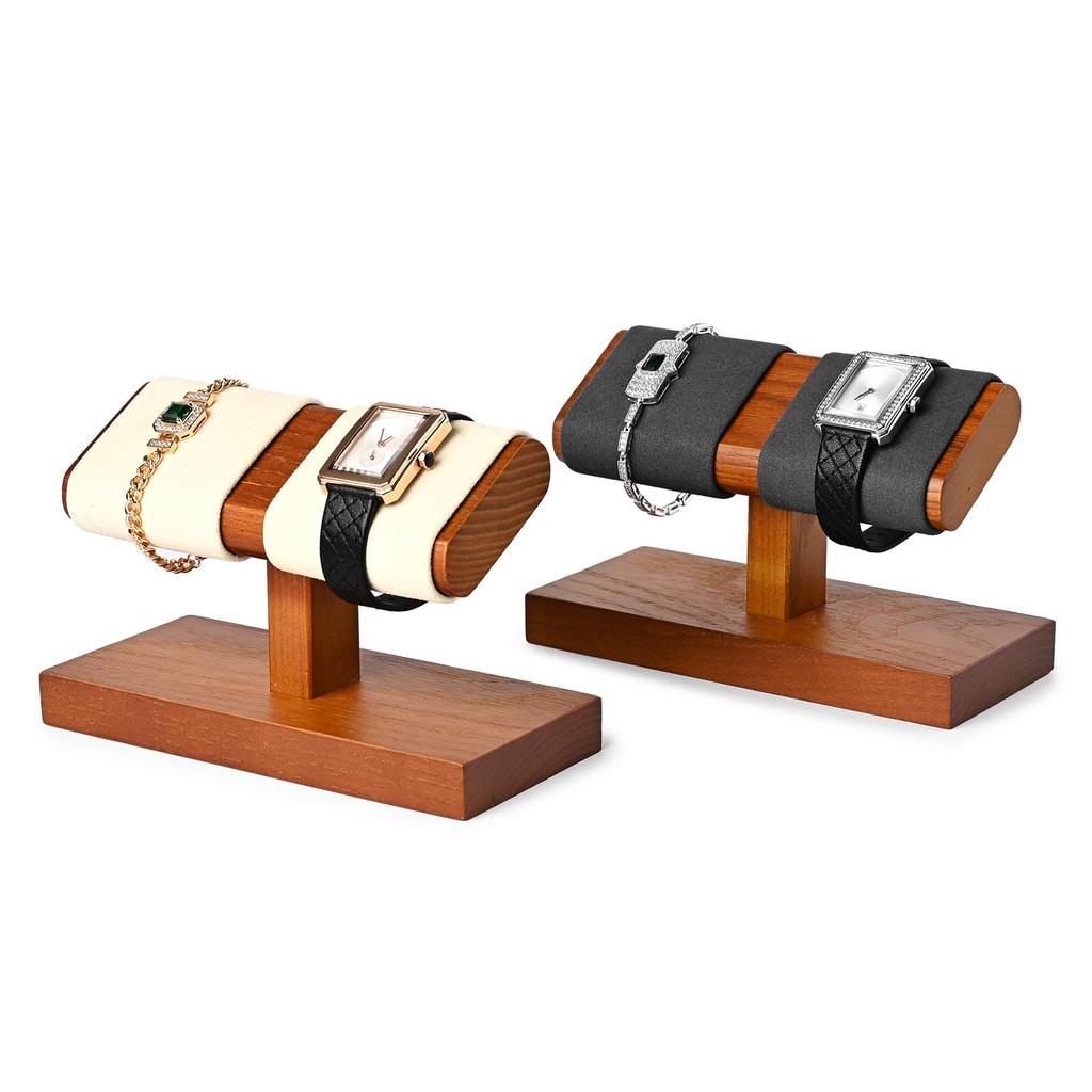 Oirlv Wooden Watch Holds 2 Display Photography Compatible with Qualified SM21502 Stand, Watches, Stand, Stand, High-End, Stylish, Invoices, (Dark
