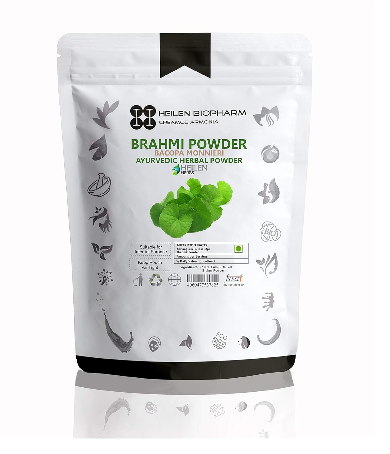 

Heilen Biopharm Brahmi Powder For Hair Improvement, Supports Overall Health | 200gm 0.4lbs