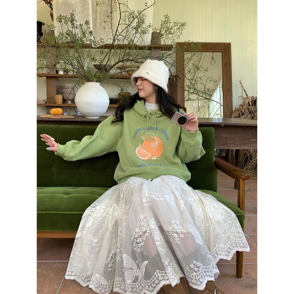 DIMANAF 2025 Summer Women New White Skirts Vintage Elastic Pleated Elegant  Long Skirts Lace High Waist