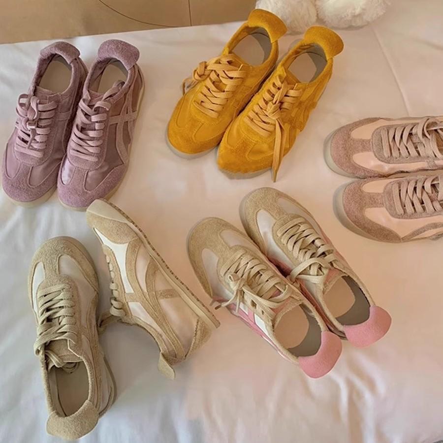 

Версия из коровьей кожи ~ Натуральная кожа ретро универсальные подходящие по цвету модные туфли Forrest Gump на шнуровке для женщин досуга спортивные туфли на плоской подошве немецкие 35 бежевый