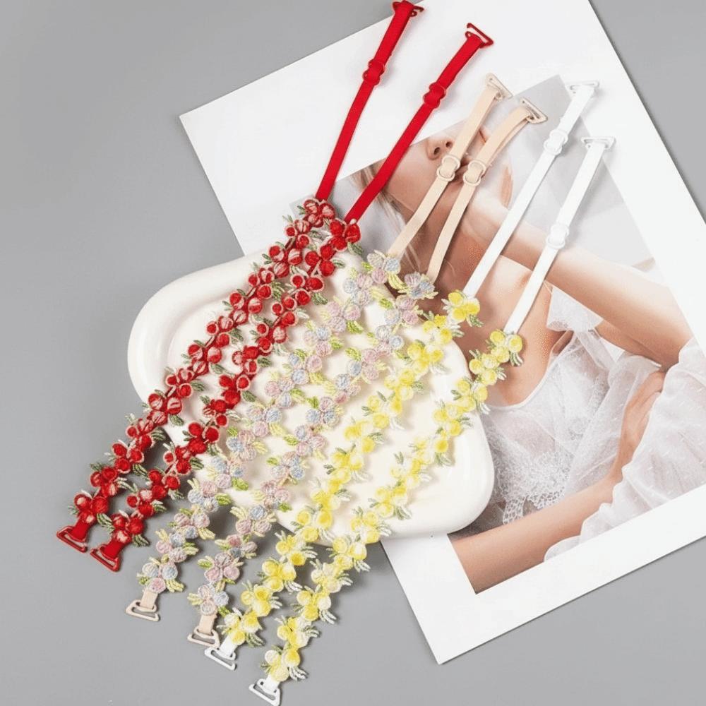 Anti-slip Floral Bra Straps Elastic Floral Shoulder Belts Soft Shoulder Straps  Wedding Party Dress