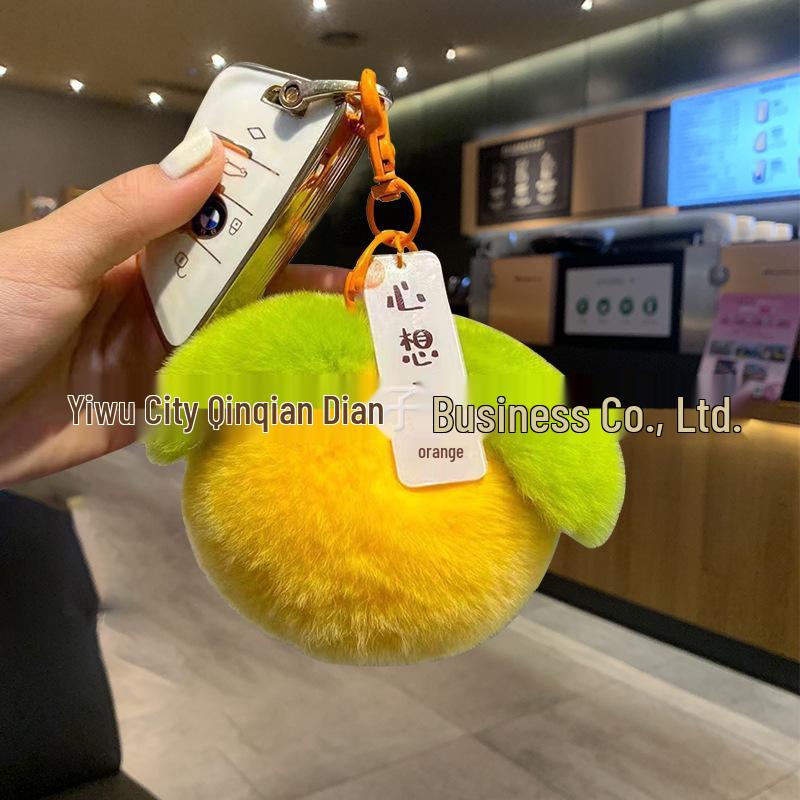 Portachiavi Ciondolo Peluche Uva e Cachi - Regalo Carino per Coppie e Studenti