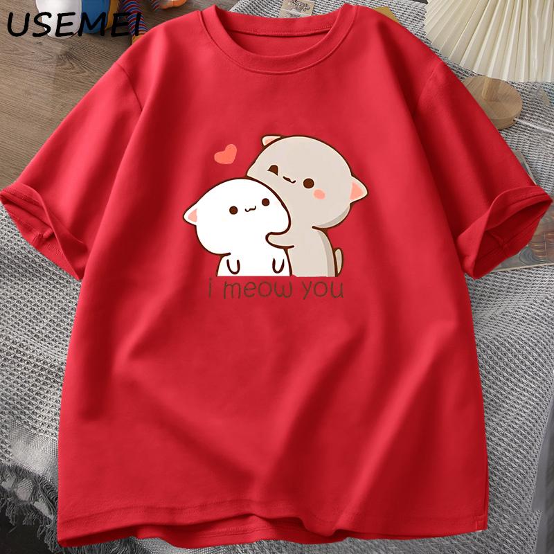 

Funny Cat Printed T-shirt Cute Bubu Dudu Tshirt Summer Cotton Short Sleeve Tee Shirt Women Men Print O Neck Aesthetic Clothing S