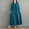 DIMANAF 2025 Women Plus Size Autumn Long Dress Loose Casual Oversize Long Sleeve Maxi Vintage Dress Cotton