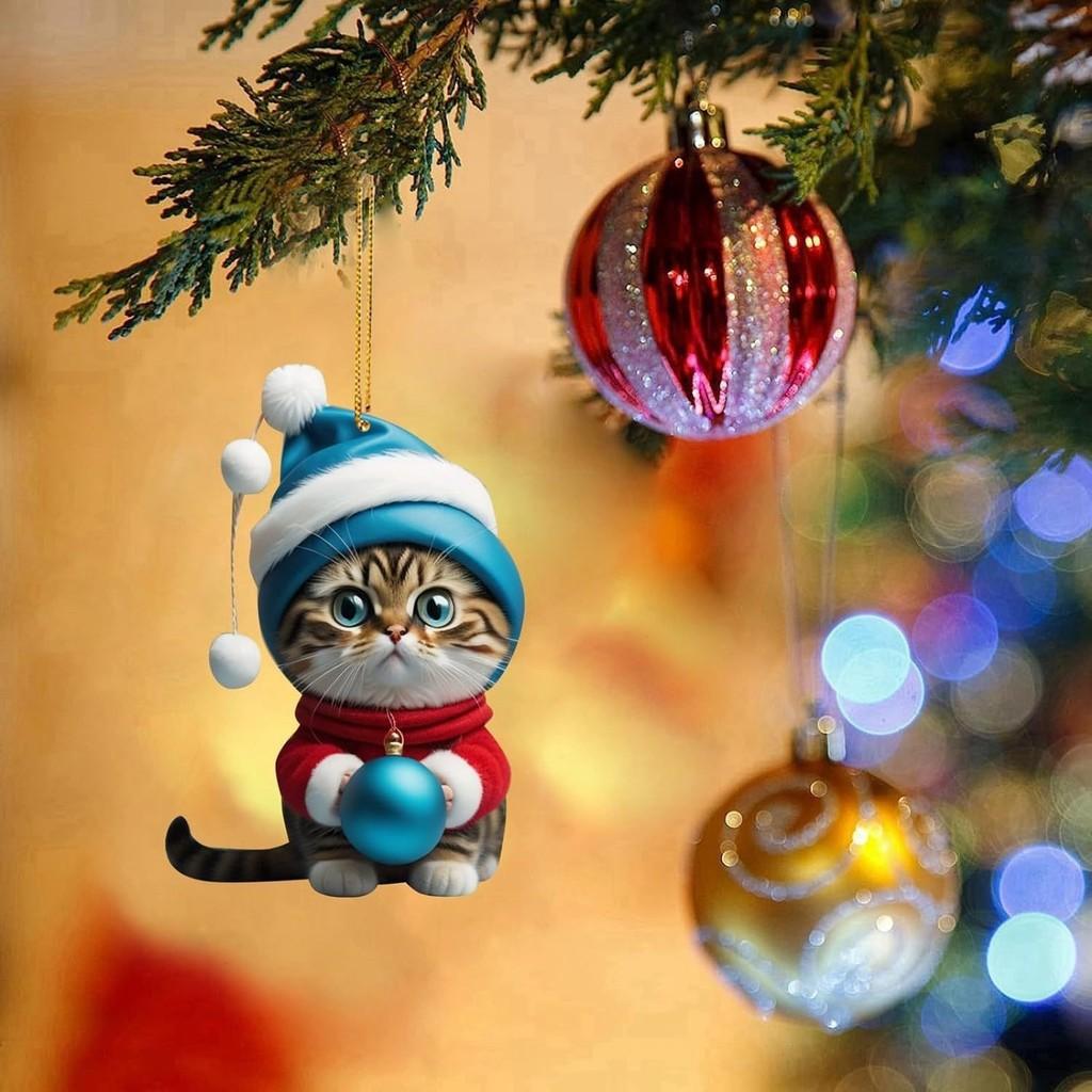 Cartoon Gift Cute With Cat Pattern Acrylic Pendant For Decoration Christmas