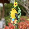 Bird On Wreath Figurine Resin Bird Hanging Decoration Garden Tree Hanging Bird Statue for Patio Porch Terrace