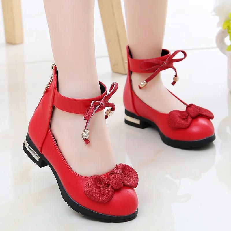 

*Baby Girls Princess Shoes Cute Kids Sandals Shiny Bow Stage Elegant Comfortable Catwalk Fashion Spring/summer Students 27Insole16.8cm червоний
