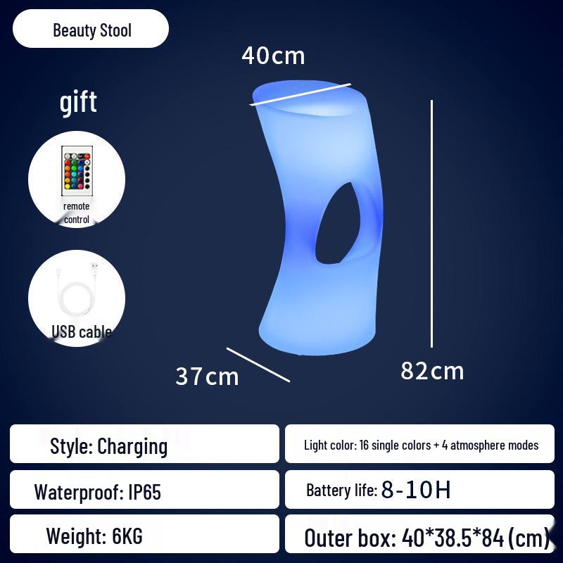 LED Luminous Clear Cocktail Table, High Bar Design for Couples and Outdoor Use