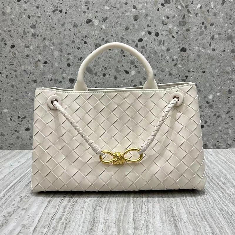 Niche Design New Style Metal Rope Buckle Genuine Leather Woven Tote Bag One-shoulder Portable Large-capacity Retro Women's