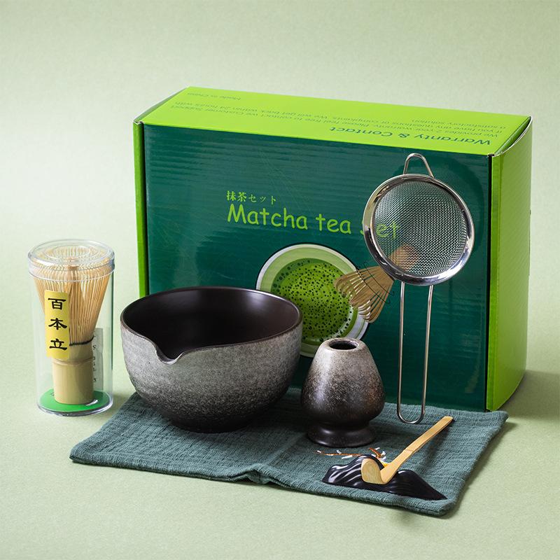 Matcha Whisk Set, 8Pcs Floral Ceramic Matcha Set Matcha Thoughtful Matcha Whisk Gift for Matcha Lover
