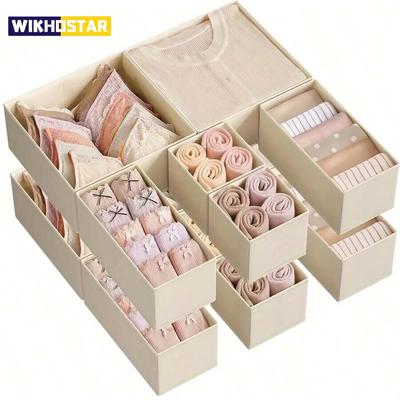 Foldable 6PCS Underwear Organizer Set, Hard Storage Boxes for Bra Socks ,Drawer/Closet Clothes Organizers