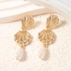 New Ocean Fashion Resort Style Alloy Scallop Imitation Pearl Water Drop Pendant Earrings, Simple and Versatile