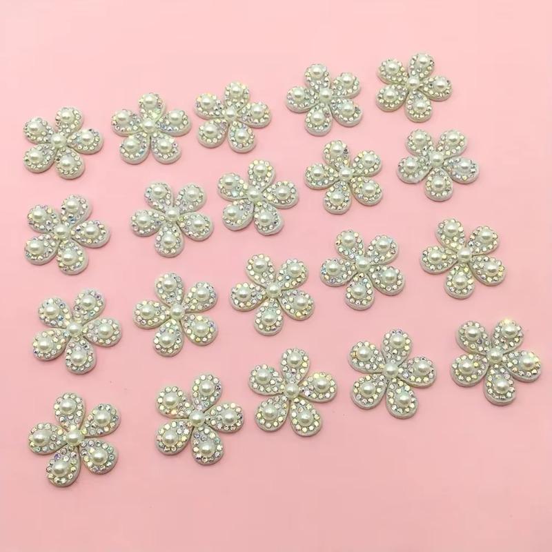 

10 шт. Жемчужная инкрустация Бриллиант Маленький цветок Тканевая аппликация Нетканый материал Прессованная бриллиантовая тканевая аппликация Цветы Пришивные нашивки 10pcs античная латунь