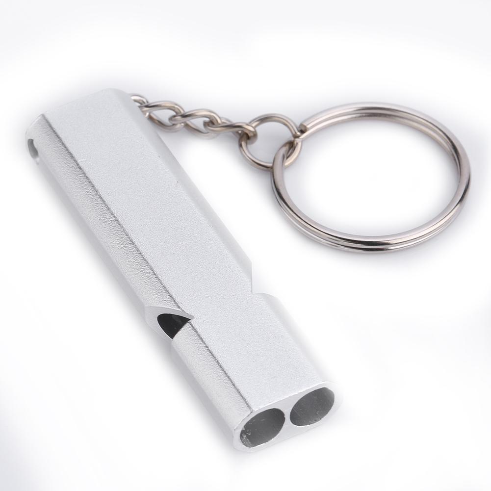 Portable High Frequency Loud Double Hole Emergency Whistle with Keychain (golden)
