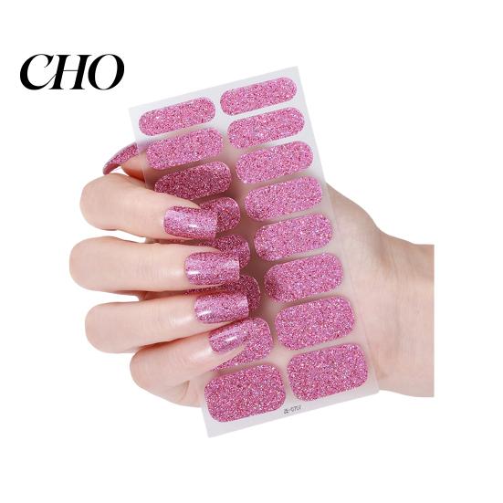Nail Art Decal Glitter Polish Strips with File Easy Apply Remove Self Adhesive Women Strip Full Sticker Home Manicure DIY Decoration Wrap