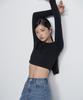 MUSINSA STANDARD WOMAN Women'S Slim Crop Crew Neck Long Sleeve T-Shirt [Black]