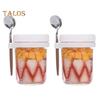 2 pezzi 350 ml tazza di farina d'avena contenitori in vetro per avena durante la notte contenitori ermetici per colazione colazione pasto contenitore in vetro yogurt insalata cereali barattolo di frutta con coperchi