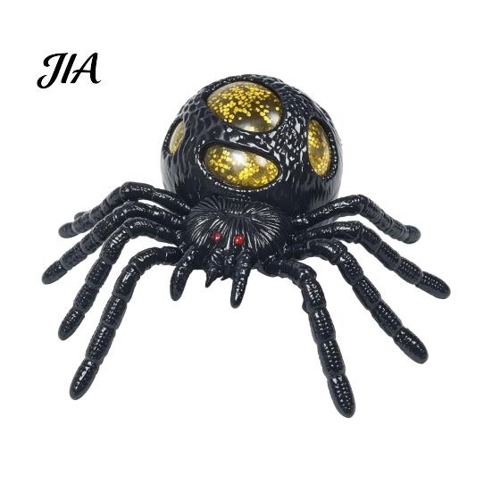 Anxiety Relief Gadget 1/4Pcs Halloween Glitter Spider Squeeze Toy, Stress Realistic Scary TPR Ball Party Fake Prank Toy Decoration Sensory Tools