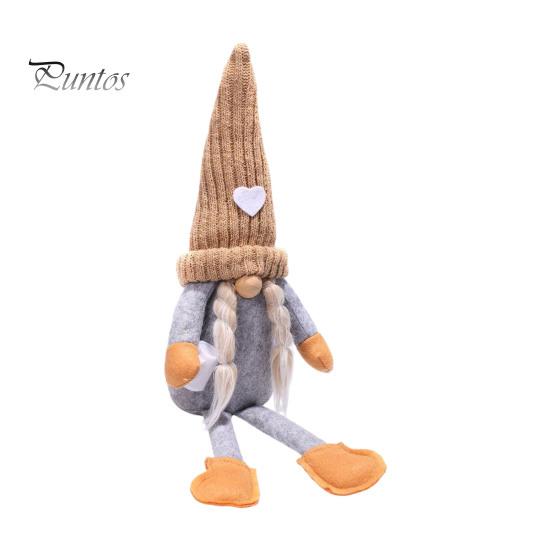 Long Legged Gnome Figurines Christmas Plush Decoration with Legs, Faceless Handmade Fabric Neutral Gifts for Friends Doll Figurines, Sitting Elf Home