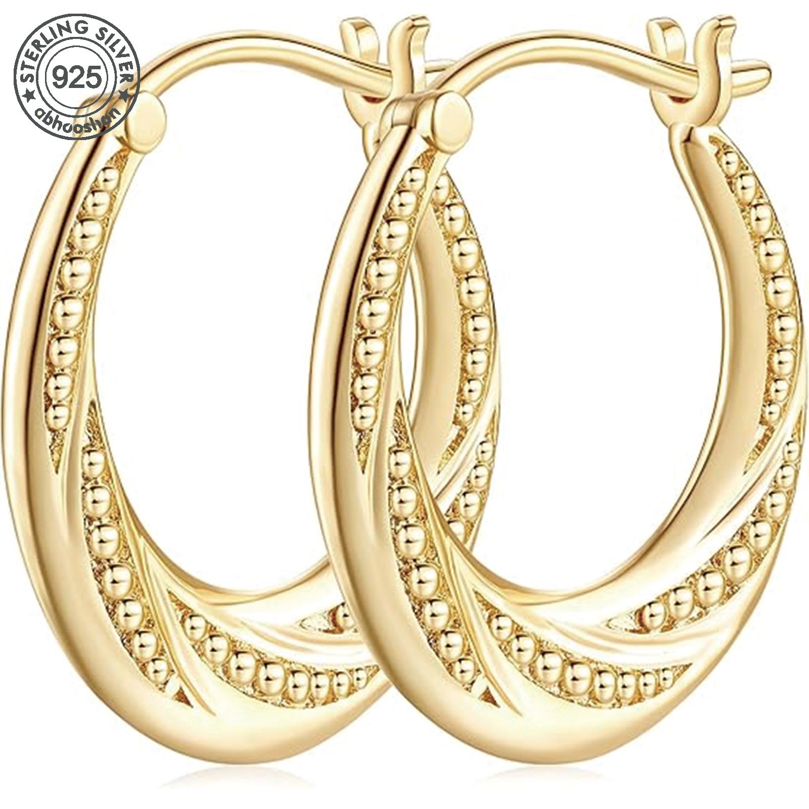 

925 Silver, Gold Bead Spiral Earrings, Women s Earrings, 22mm and 25mm gold and silver two models, beautifully engraved craftsma