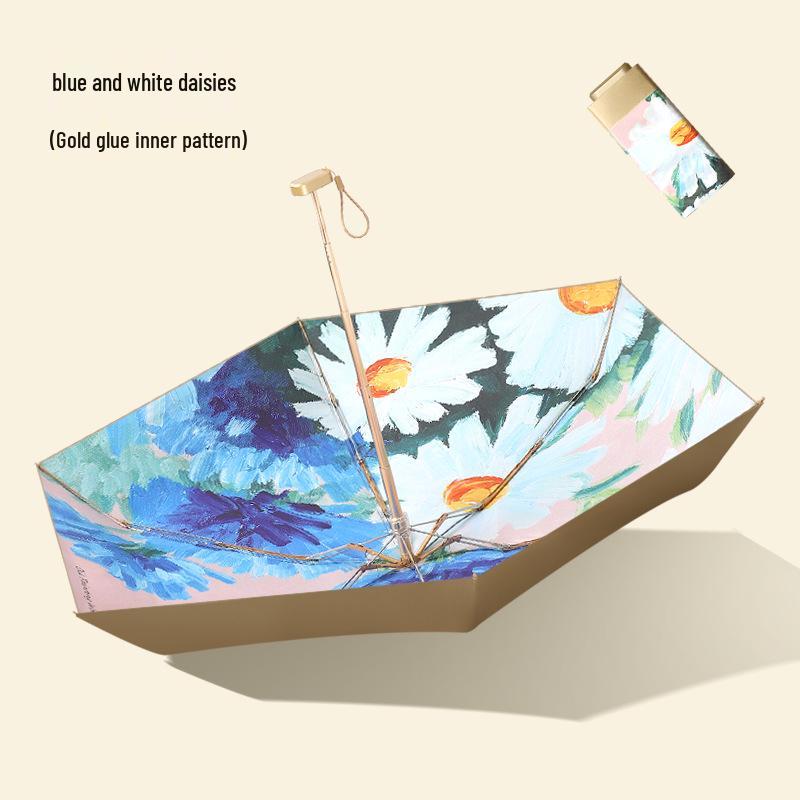 Compact UV Protection Mini Umbrella: Sun and Rain Shield for Students