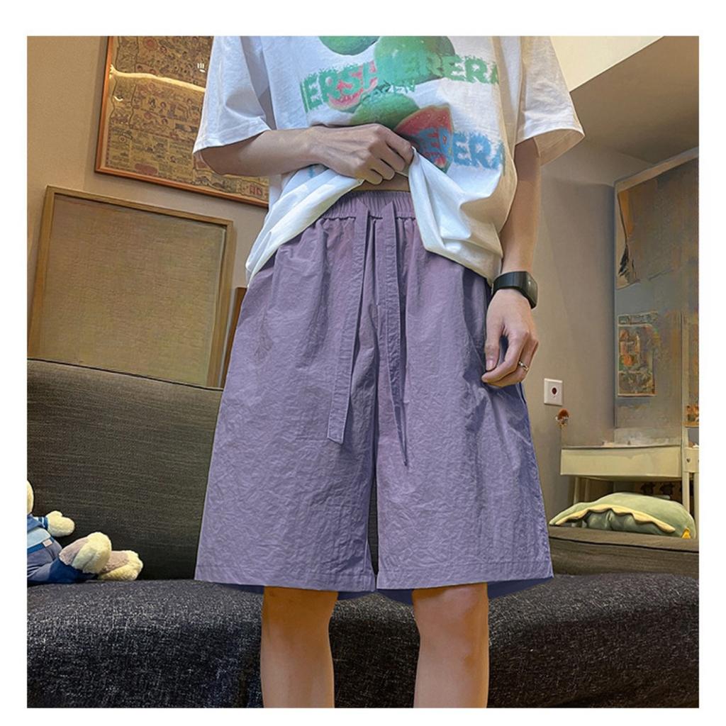 Pantaloncini a Gamba Larga Vita Alta Leggeri ad Asciugatura Rapida - Pantaloncini Estivi Casual Traspiranti con Coulisse in Vita - Design Unisex