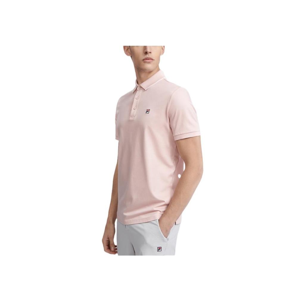 FILA Solid Color Breathable Casual Knit Polo Shirt Men tops Pink F51M421102F-LP