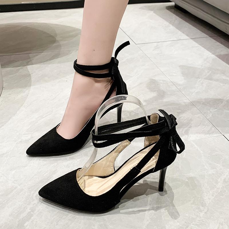 Sexy and Elegant Women's Party High Heels 2024 Summer New Pointed Thin Heels Fashion Black Banquet Shoes Heels 9CM and 6CM High