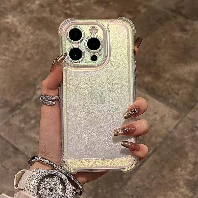For Apple 16Pro Laser Colorful Phone Case for IPhone 15 Four Corner Airbag Anti Drop 14 Matte Protective Cover