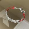 Bubble Diamond S925 Silver Red String Bracelet with 5A High Carbon Diamonds - Year of the Horse Jewelry for Women