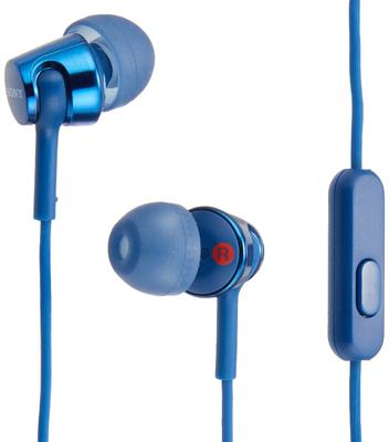 Sony Earphones MDR-EX155AP: Canal Type with Remote Control and Microphone Blue MDR-EX155AP LI