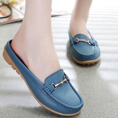 Women Sandals Slide Slippers Soft Mules Loafers Slip On Casual Summer Clogs Leather Color Moccasin Shoes Large Size