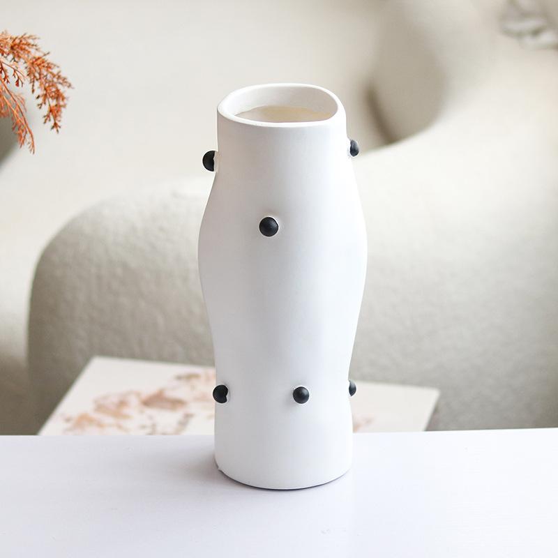 Modern Art Irregular Small Vase Ornaments Living Room Hotel Entrance Model Room Flower Arrangement Black Dot Flower Device Decorations