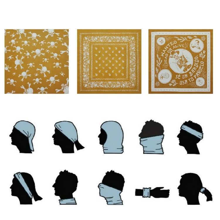 21'' Head Wrap Rapper Head Scarf Hair Bandana Smooth Turbans Skull Pattern