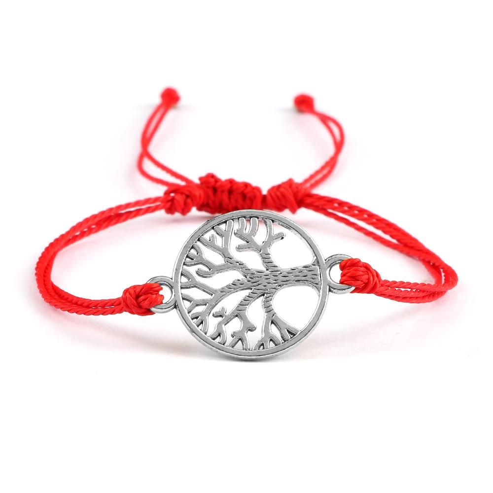 26Colors Wax Thread Braided Bracelets Charm Silver- Tree of Life String Bracelet Adjustable Bangles Friendship Gift Jewelry