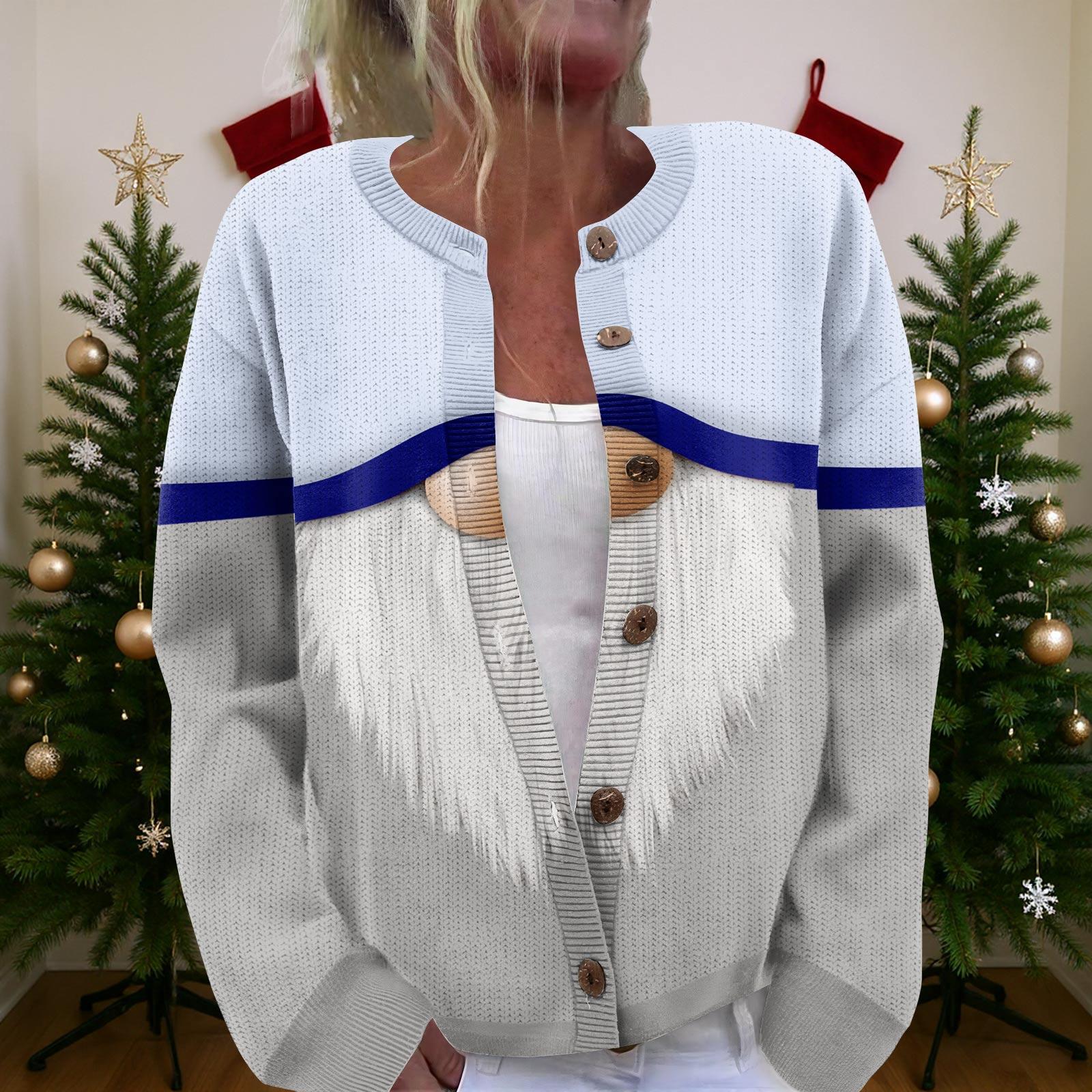 

Женский рождественский свитер Милый забавный рождественский свитер Осень и зима Свитер с длинным рукавом вязаный L