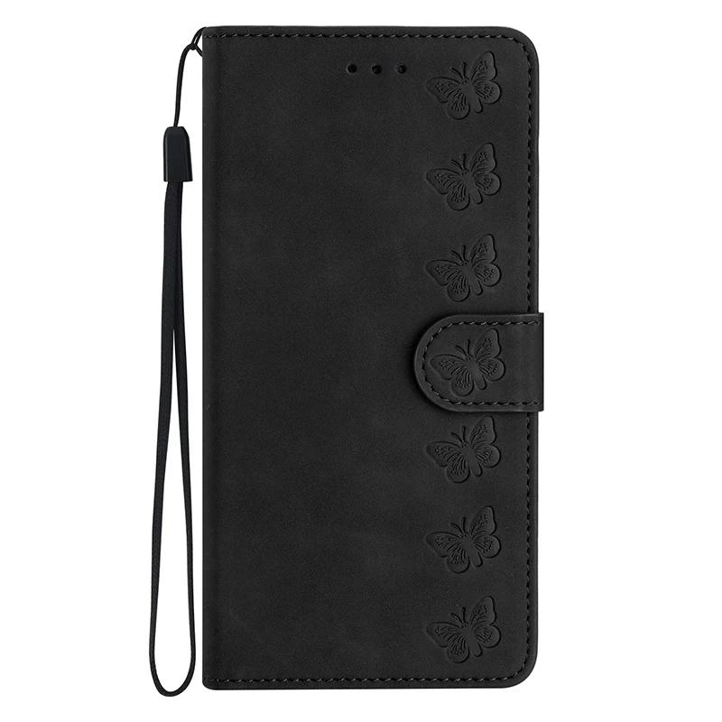 Butterflies Flowers PU Leather Case For iPhone 16 15 14 Plus 13 12 11 Pro Max X XR XS Max 10 Flip Wallet Cover Card Holder Strap
