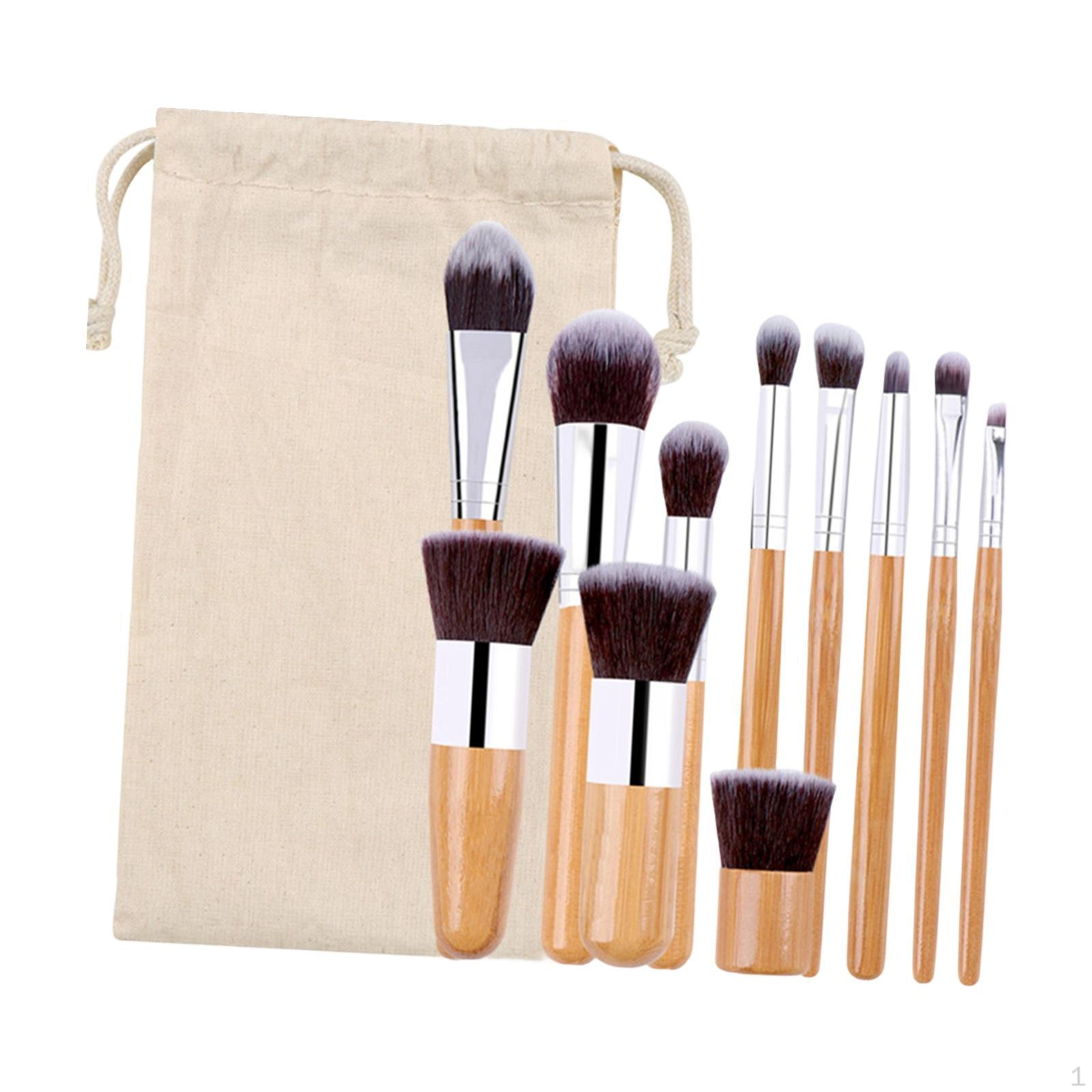 

11x Makeup Brushes Set Bamboo Handle Face Beauty Tools Eyeshadow Brush, Durability, Multipurpose
