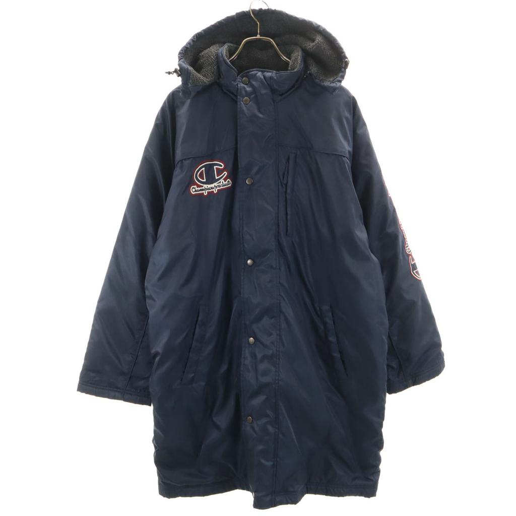 Champion Products Back Logo Bench Coat L Navy Cotton Filling Men's Used